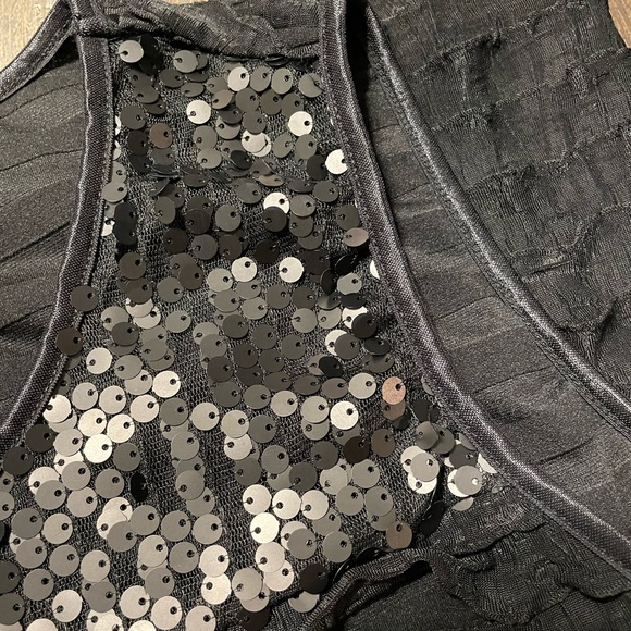 Womens Rickis sequin Black Flutter Dress, Lg. - Picture 4 of 5